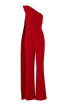 ASYMMETRIC CREPE JUMPSUIT RED:Red :10